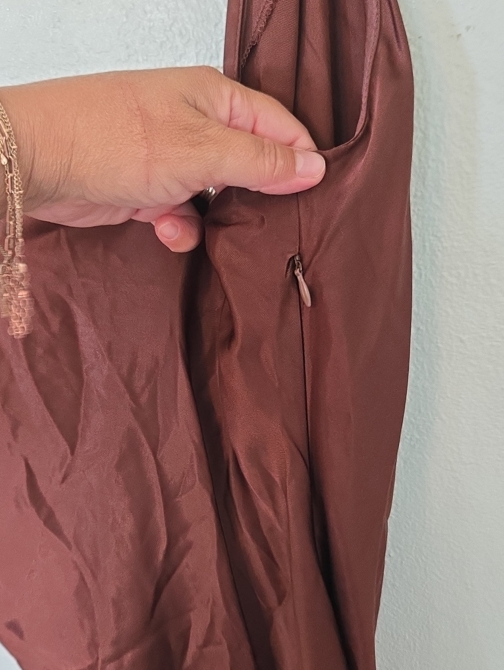 Zara | NWT Brown Satin Slip Dress Size Medium - Picture 5 of 8